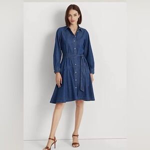 Lauren Ralph Lauren Denim Shirt Dress w/ Belt | Fit & Flare | Size 2